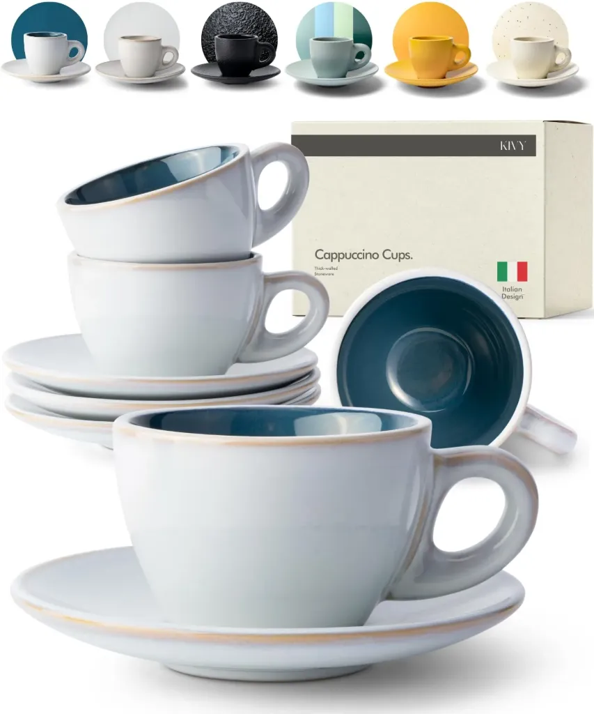 Dishwasher set cup 4 (Blanco fondo azul)