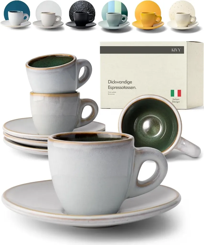 Dishwasher set cup 4 spresso (Blanco fondo verde)